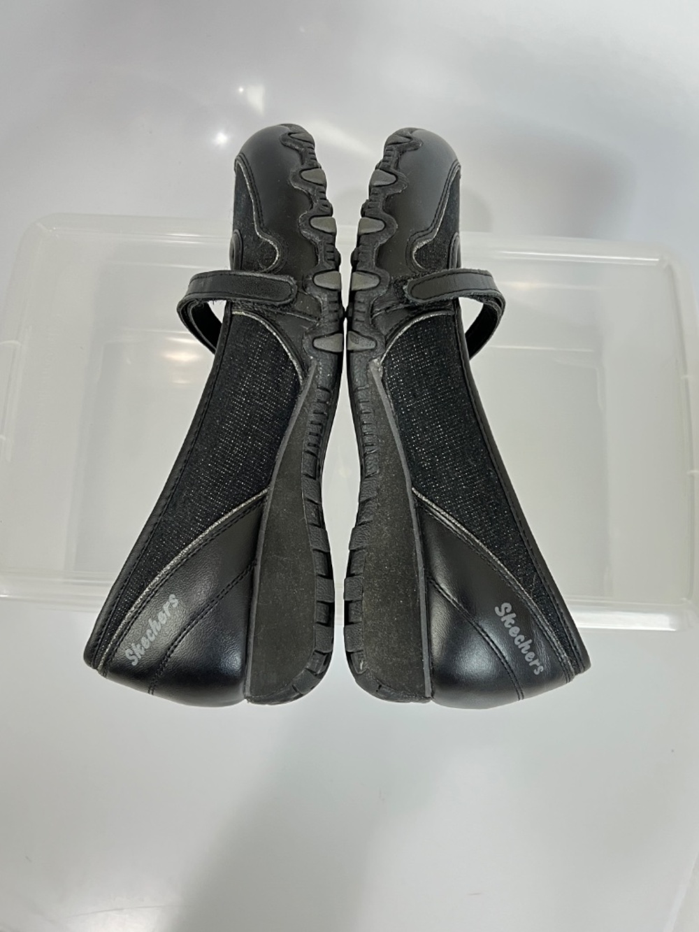 Skechers Biker Slip on Mary Jane Black Sparkle Canvas Size 6 - Picture 5 of 11